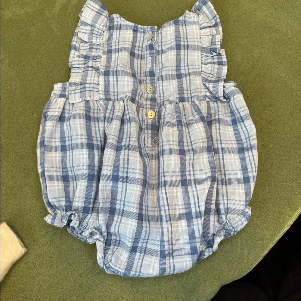 Baby girl - Blue Plaid  Romper